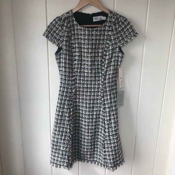 2xHP🎉NWT ELIZA J Black & White Tweed Dress - Picture 13 of 13